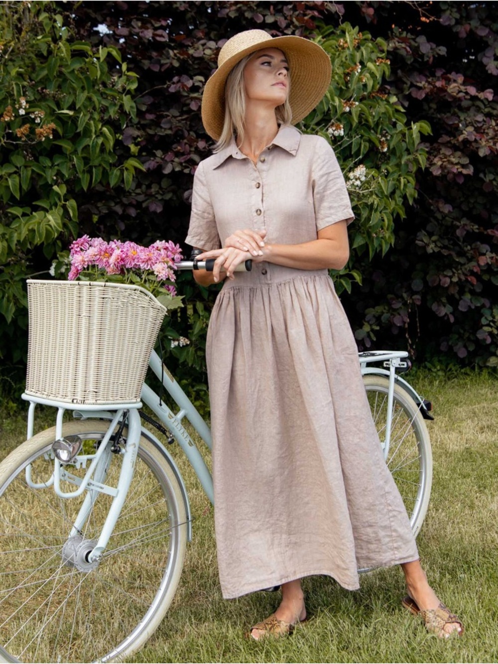 Sauths Vernaza 100% linen Dress in Almond.